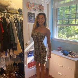 I am Gia snakeskin bodycon strapless dress